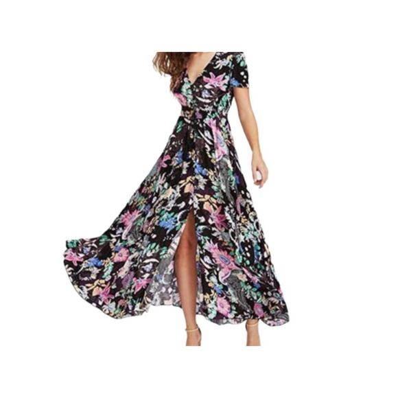 Colorful Floral Maxi Dress sz XL boho flowy whimsical - Picture 1 of 9